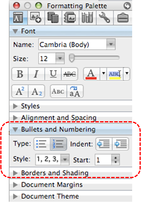 word 2008 for mac document numbering